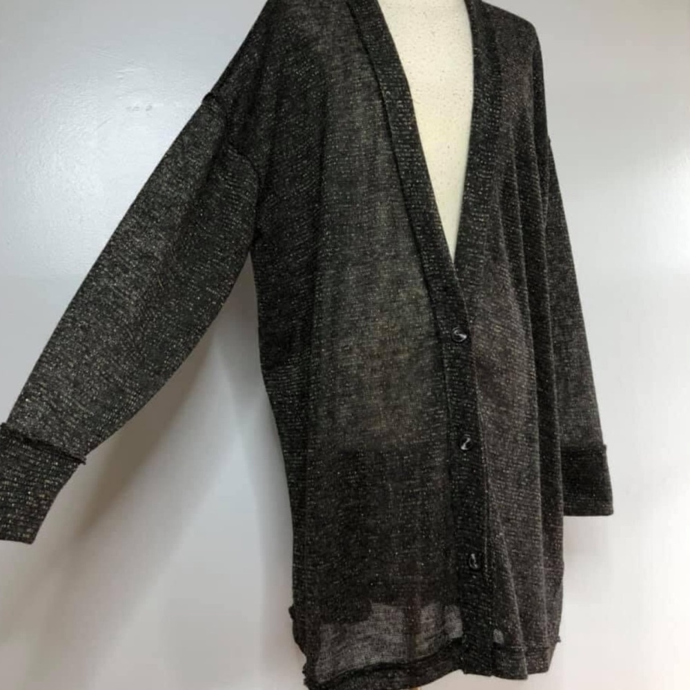 Lucia’s Sarto Gold flecks oversized comfy soft sweater cardigan